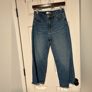 Kut from the kloth high rise raw hem straigth leg jeans